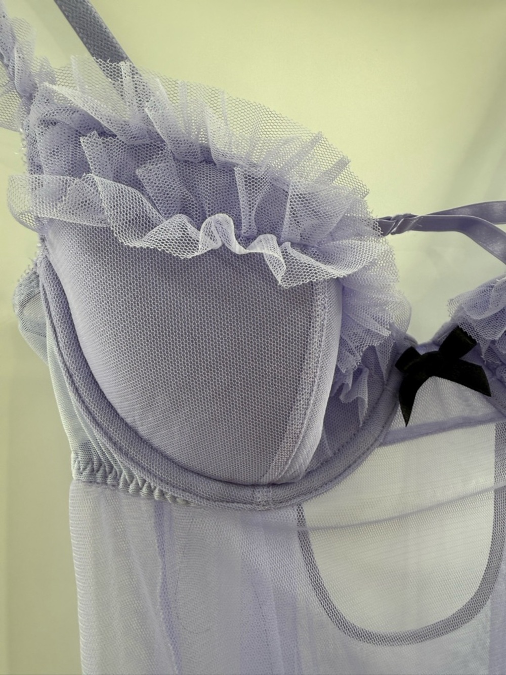 NWT Victoria’s Secret Silk Trim Babydoll Ruffle Coquette Chemise Purple Size 34B - Picture 3 of 12